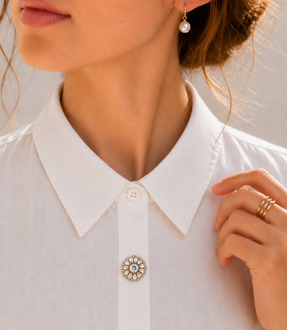 Bijoux de bouton Mira blanc – Image 2