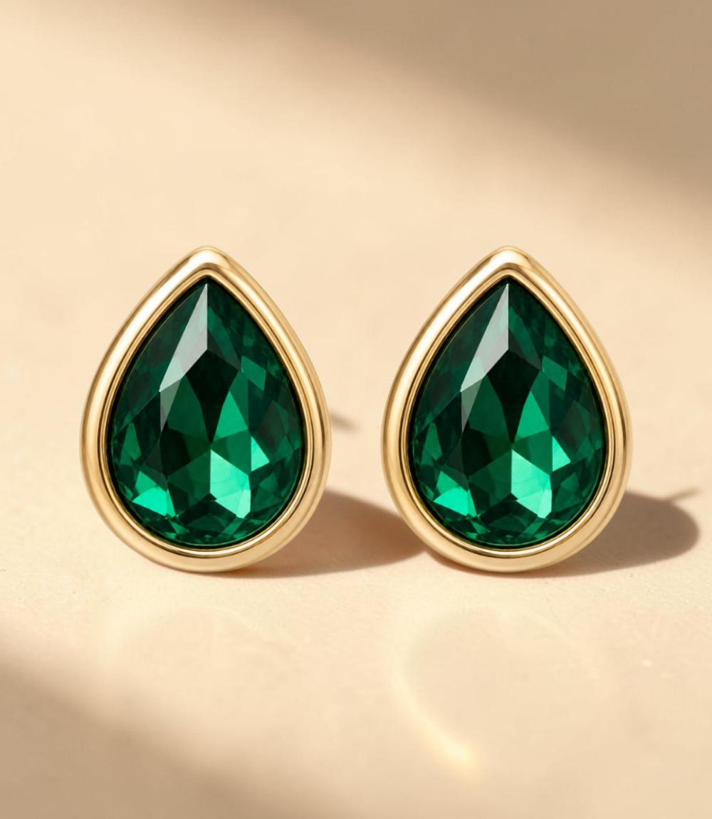 Bijoux de bouton Arya émeraude